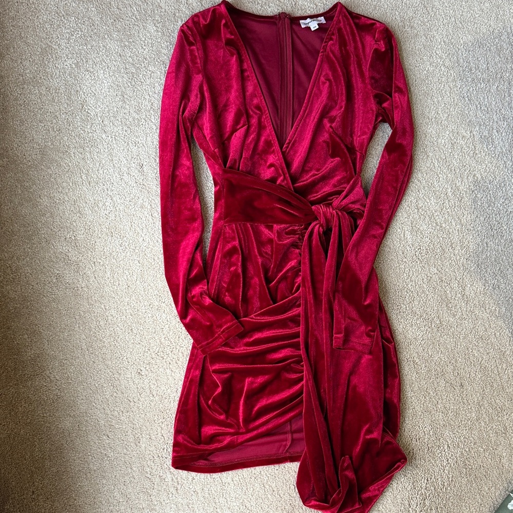 Superdown Rich Burgundy Velvet Dress